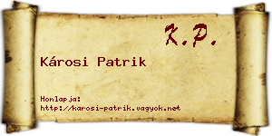 Károsi Patrik névjegykártya